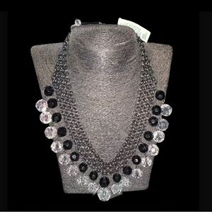 90s vintage NWT chain mail necklace with black and clear lucite beads